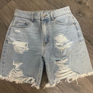 Distressed Light Blue Denim Bermuda Shorts!